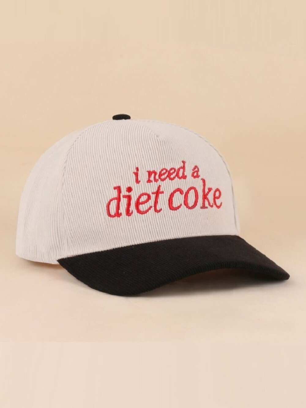 I Need A Diet Coke Two-tone Corduroy Cap - Picture 2 of 8